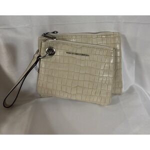 French Connection Dale Croco Double Slim Pouches Wristlet Neutral NWT